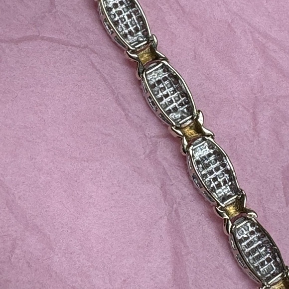 Estate Find 10k Yellow & White Gold Oval 3TW Diamond Cluster Tennis Bracelet - Picture 7 of 16